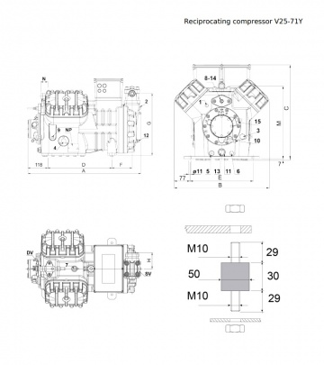 Compresor Frascold semiermetic V25-71Y